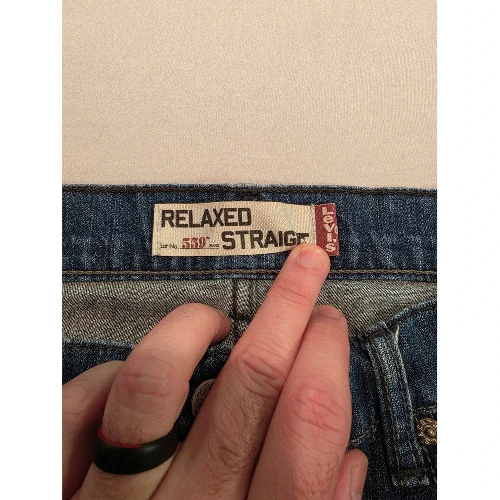Levis 559 Relaxed Straight Jeans Mens 38x32‎ Medium Wash Blue Denim Pants 1075